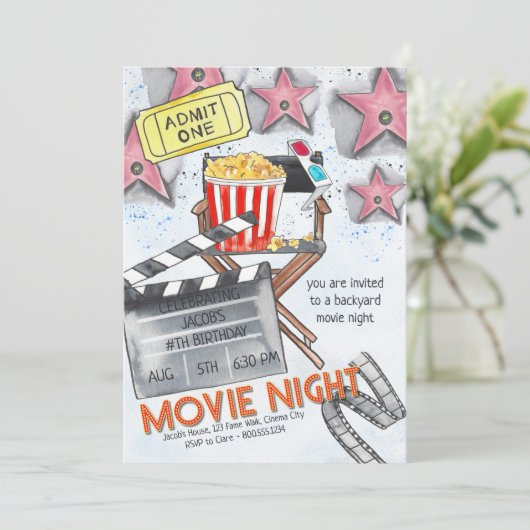 映画の夜の誕生日パーティー 招待状 (スタンド正面)