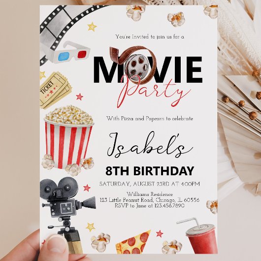 映画の夜の誕生日パーティー 招待状