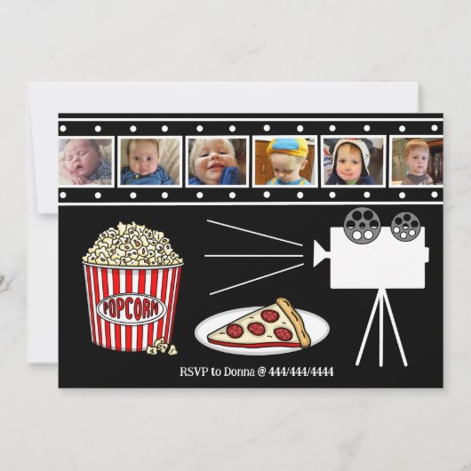 映画の夜の誕生日パーティー 招待状 (裏面)