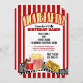 映画の夜の誕生日パーティー 招待状 (正面/裏面)