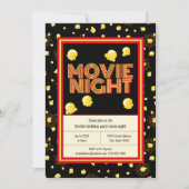 映画の夜の誕生日パーティー – Marquee Popcorn 招待状 (正面)