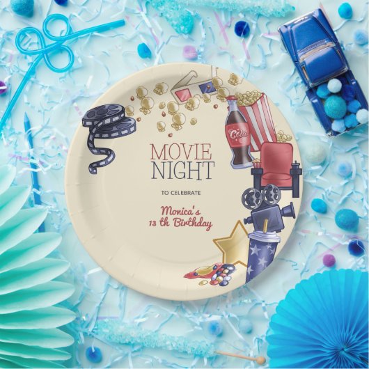 映画の夜の誕生日子供へ ペーパープレート (パーティー)