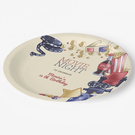 映画の夜の誕生日子供へ ペーパープレート (アングル)