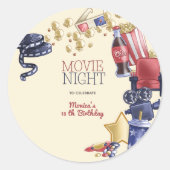 映画の夜の誕生日子供へ ラウンドシール (正面)