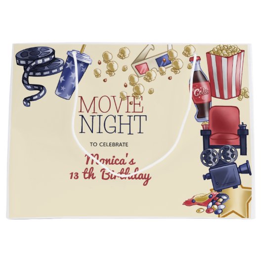 映画の夜の誕生日子供へ ラージペーパーバッグ (正面)
