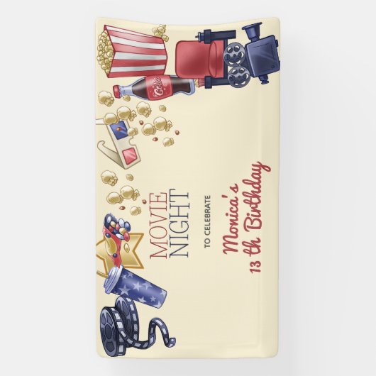 映画の夜の誕生日子供へ 横断幕 (縦)
