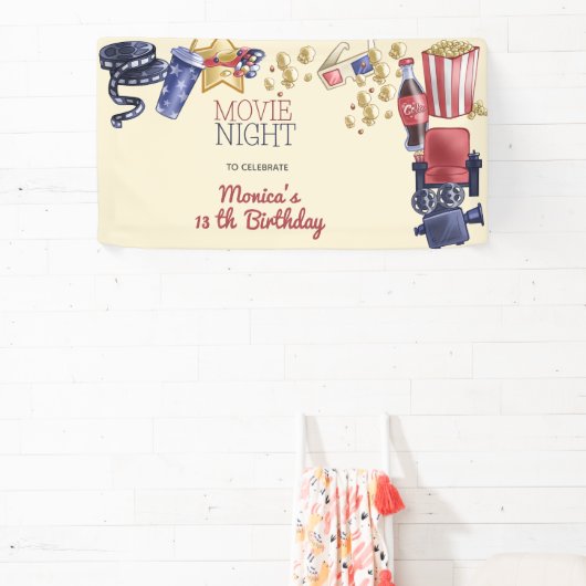 映画の夜の誕生日子供へ 横断幕 (インサイチュ)