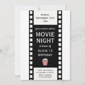 映画の夜の誕生日招待状 | フィルムストリップの子供たち 招待状 (正面)