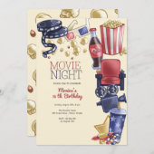 映画の夜の誕生日 招待状 (正面/裏面)
