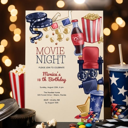 映画の夜の誕生日 招待状
