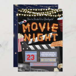 映画の夜の誕生祝い 招待状