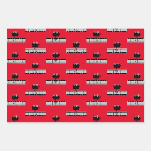 映画の夜をテーマにした誕生日 ラッピングペーパーシート (正面2)