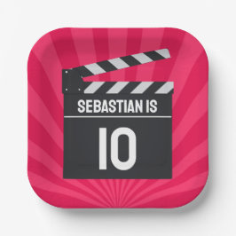 映画の夜クラッパーボード誕生日パーティー ペーパープレート