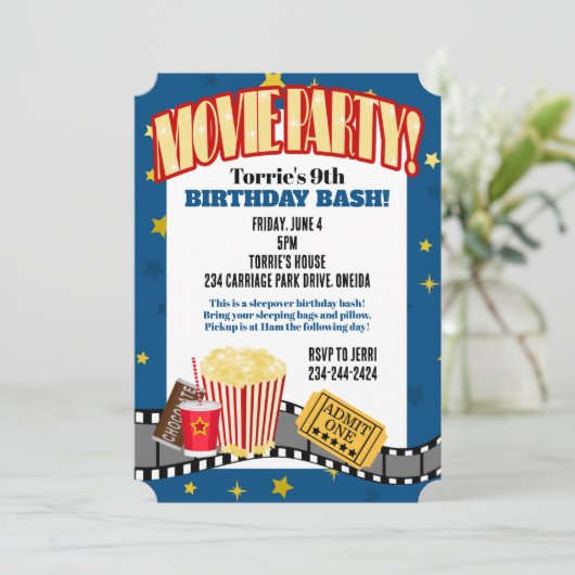 映画の夜スター誕生日パーティーへの招待 招待状 (スタンド正面)