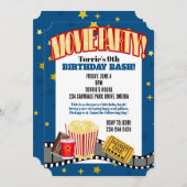 映画の夜スター誕生日パーティーへの招待 招待状 (正面/裏面)