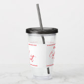 映画の夜パーソナライズされた名の白い赤 アクリルタンブラー (左)