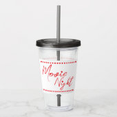 映画の夜パーソナライズされた名の白い赤 アクリルタンブラー (正面)