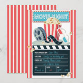 映画の夜パーティーの招待状 招待状 (正面/裏面)