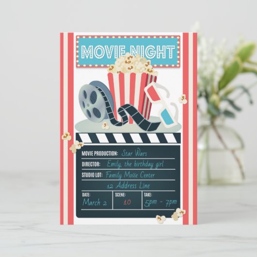 映画の夜パーティー招待状 招待状 (スタンド正面)