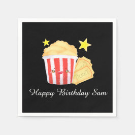 映画の夜ポップコーンとチケット スタンダードカクテルナプキン
