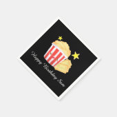 映画の夜ポップコーンとチケット スタンダードカクテルナプキン (角)