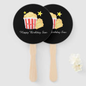 映画の夜ポップコーンとチケット ハンドファン (正面&裏面)