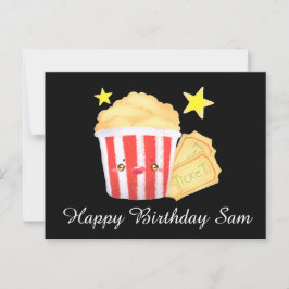 映画の夜ポップコーンとチケット ポストカード