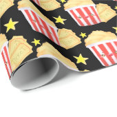 映画の夜ポップコーンとチケット ラッピングペーパー (ロールコーナー)