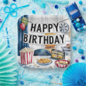 映画の夜ポップコーン誕生日パーティー ペーパープレート (パーティー)