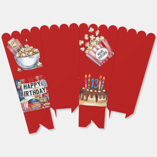 映画の夜ポップコーン13th誕生日パーティー フェイバーボックス (見開き)