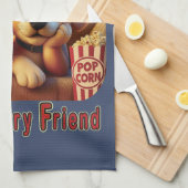 映画の夜最高の- Furry Friend - Cute Cat & Dog キッチンタオル (四つ折り)