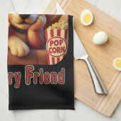 映画の夜最高の- Furry Friend - Cute Cat & Dog キッチンタオル (四つ折り)