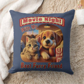 映画の夜最高の- Furry Friend - Cute Cat & Dog クッション (ブランケット)