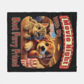 映画の夜最高の- Furry Friend - Cute Cat & Dog フリースブランケット (正面(横))