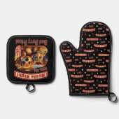 映画の夜最高の- Furry Friend - Cute Cat & Dog 鍋つかみ&鍋敷きセット (正面)