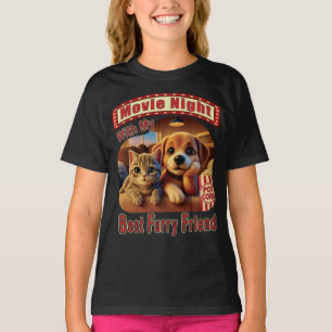 映画の夜最高の- Furry Friend - Cute Cat & Dog Tシャツ