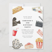 映画の夜 児童の誕生日パーティーの招待状 招待状 (正面)