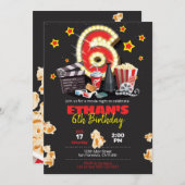 映画の夜、劇場-第6誕生日招待状 招待状 (正面/裏面)