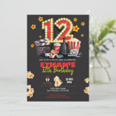 映画の夜、劇場 - 12歳の誕生日パーティー招待状 招待状 (スタンド正面)
