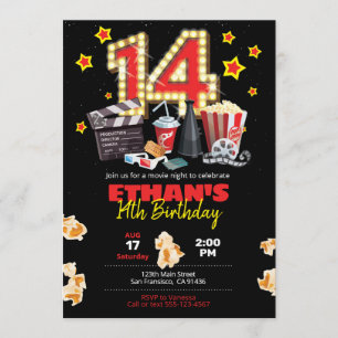 映画の夜、劇場 - 14歳の誕生日招待状 招待状