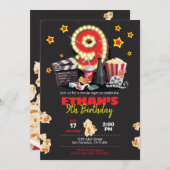 映画の夜、劇場 - 9歳の誕生日招待状 招待状 (正面/裏面)