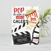 映画の夜|映画館|ポップコーン| 誕生日パーティー 招待状 (スタンド正面)