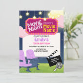 映画の夜、裏庭の映画、ポップコーン、誕生日 招待状 (スタンド正面)