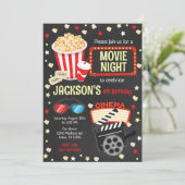 映画の夜 誕生日パーティーの招待状 キッズ 映画パーティー 招待状 (スタンド正面)