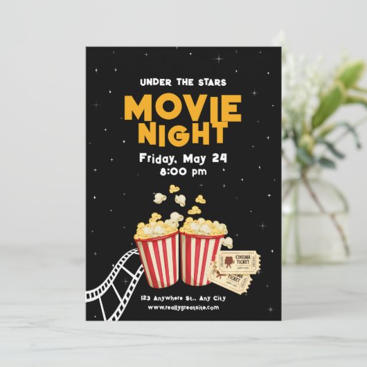 映画の夜 誕生日パーティー 裏庭シアター キッズ 招待状 (スタンド正面)