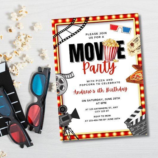 映画の夜 誕生日招待状, 映画パーティー 招待状
