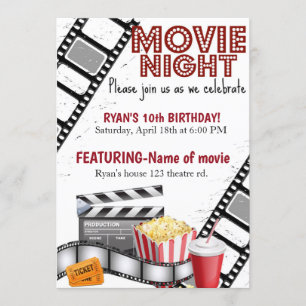 映画の夜 誕生日 映画館 ポップコーン 招待状
