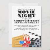 映画の夜 誕生日 楽しい シネマパーティー 招待状 (正面)