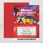 映画の夜 赤い誕生日パーティーの招待状 招待状 (正面/裏面)