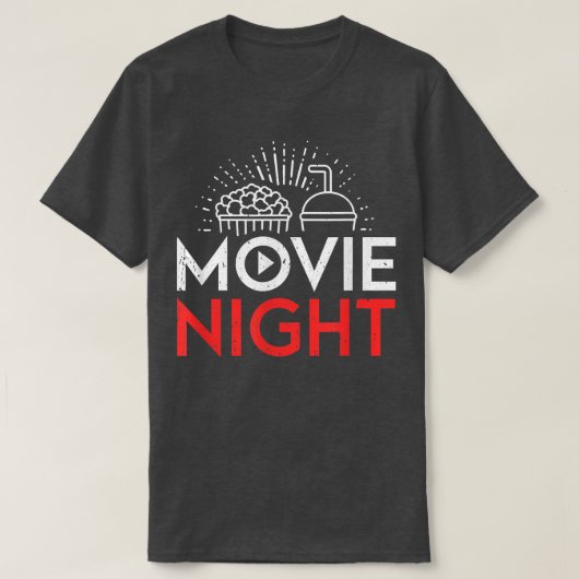 映画の恋人ポップコーンシネマムービーナイト Tシャツ (デザイン正面)
